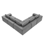 Canapé d'angle modulable 5 places gris 116 avec revêtement en tissu éponge moelleux pour le confort du salon et de la chambre