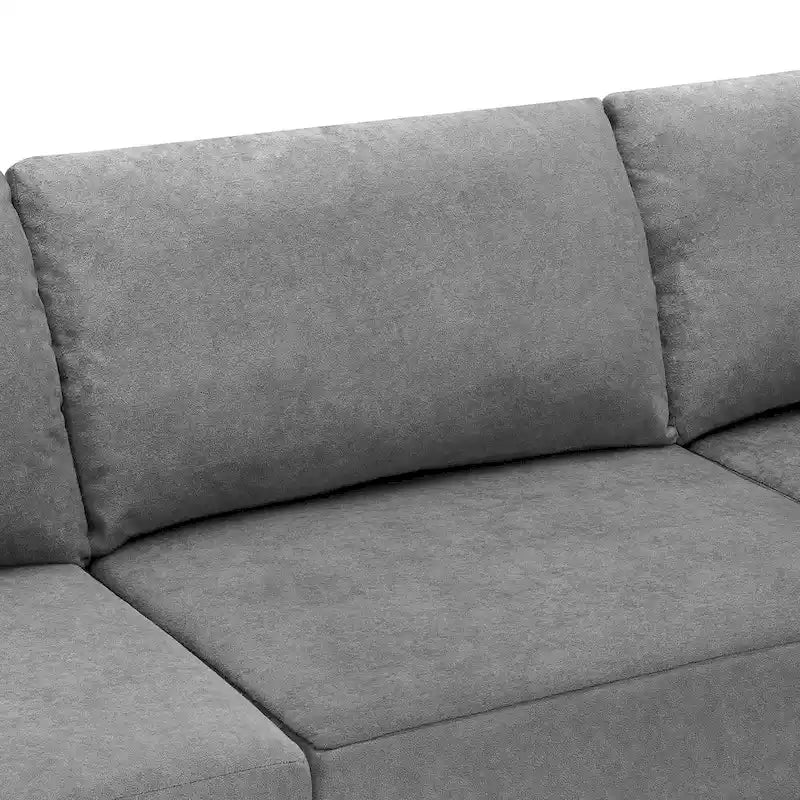 Canapé d'angle modulable 5 places gris 116 avec revêtement en tissu éponge moelleux pour le confort du salon et de la chambre