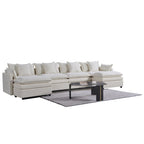 White 142.52 U-Shaped 6 Seater Sectional Sofa with Convertible Chaise and Ottomans, Spacious Cloud Couch