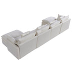 White 142.52 U-Shaped 6 Seater Sectional Sofa with Convertible Chaise and Ottomans, Spacious Cloud Couch