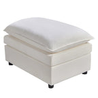 White 142.52 U-Shaped 6 Seater Sectional Sofa with Convertible Chaise and Ottomans, Spacious Cloud Couch