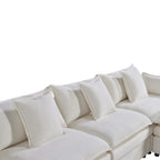 White 142.52 U-Shaped 6 Seater Sectional Sofa with Convertible Chaise and Ottomans, Spacious Cloud Couch