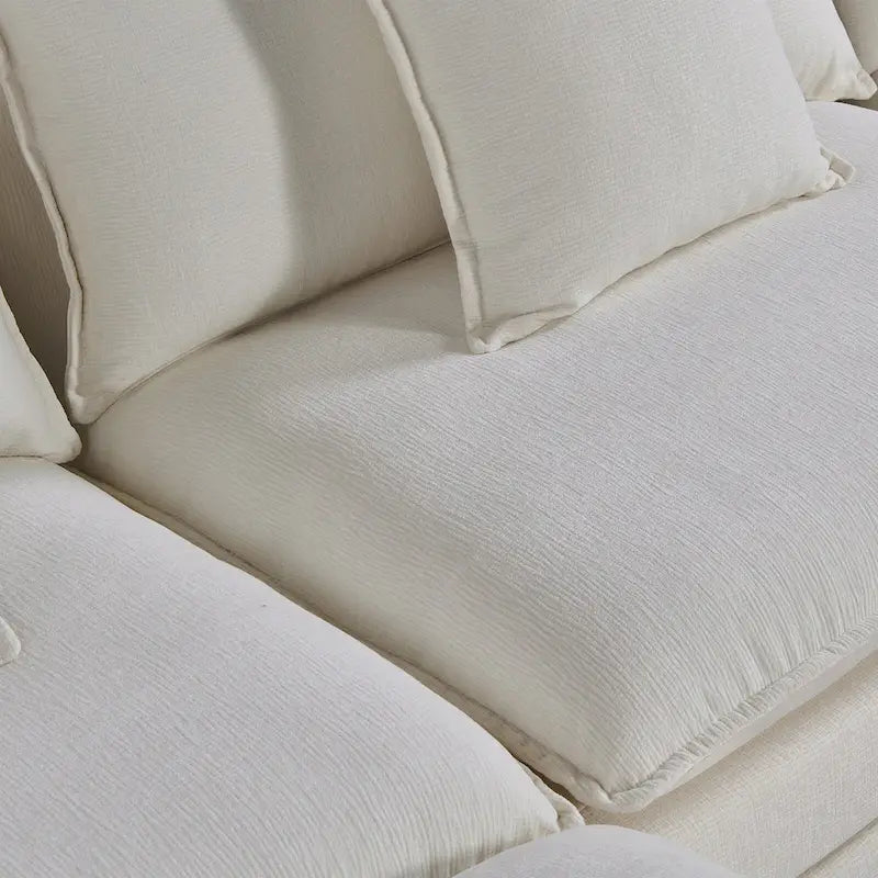 White 142.52 U-Shaped 6 Seater Sectional Sofa with Convertible Chaise and Ottomans, Spacious Cloud Couch