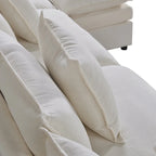 White 142.52 U-Shaped 6 Seater Sectional Sofa with Convertible Chaise and Ottomans, Spacious Cloud Couch