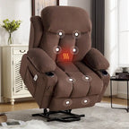 Grey Electric Power Lift Recliner Chair with Heating, Massage, USB Port, and Side Pockets, Equipped with Remote Control