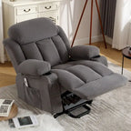 Grey Electric Power Lift Recliner Chair with Heating, Massage, USB Port, and Side Pockets, Equipped with Remote Control