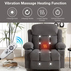 Grey Electric Power Lift Recliner Chair with Heating, Massage, USB Port, and Side Pockets, Equipped with Remote Control