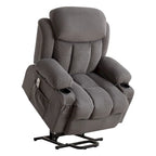 Grey Electric Power Lift Recliner Chair with Heating, Massage, USB Port, and Side Pockets, Equipped with Remote Control