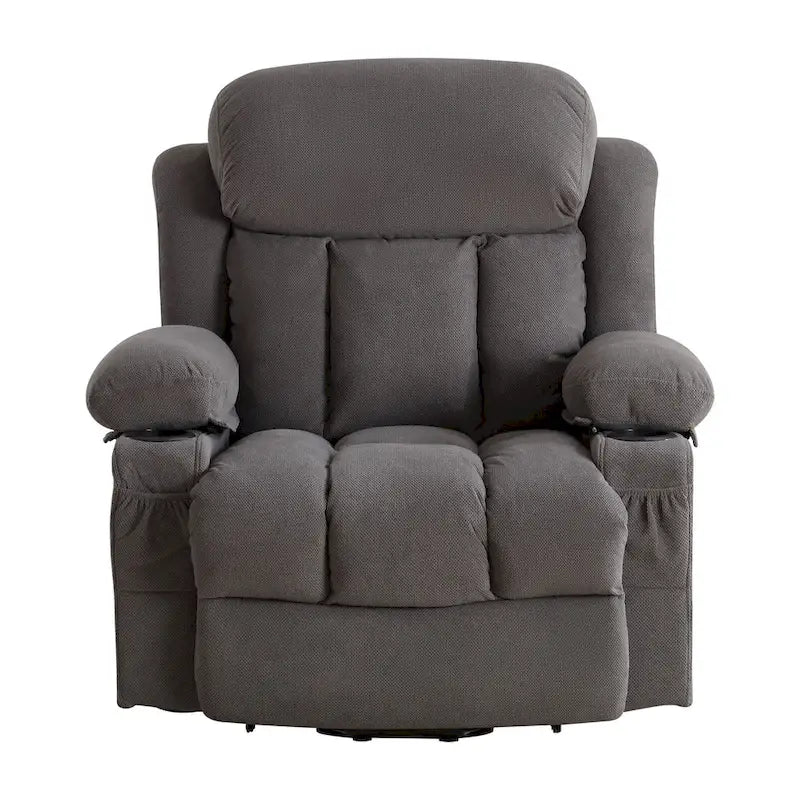 Grey Electric Power Lift Recliner Chair with Heating, Massage, USB Port, and Side Pockets, Equipped with Remote Control