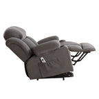 Grey Electric Power Lift Recliner Chair with Heating, Massage, USB Port, and Side Pockets, Equipped with Remote Control