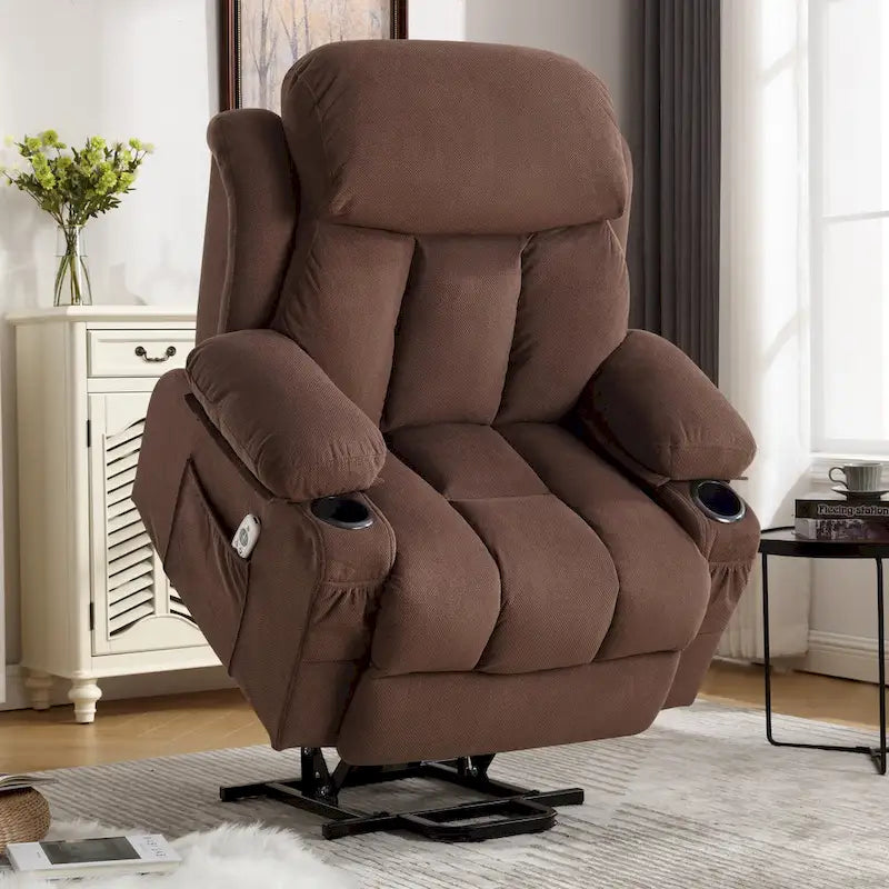 Grey Electric Power Lift Recliner Chair with Heating, Massage, USB Port, and Side Pockets, Equipped with Remote Control
