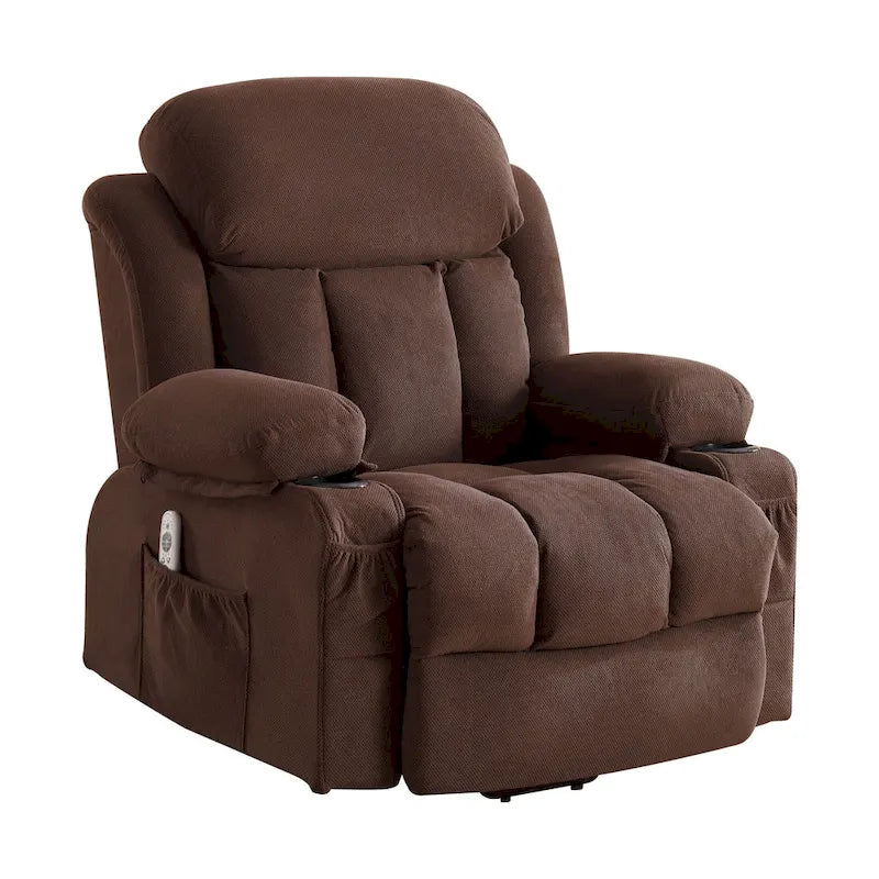 Grey Electric Power Lift Recliner Chair with Heating, Massage, USB Port, and Side Pockets, Equipped with Remote Control