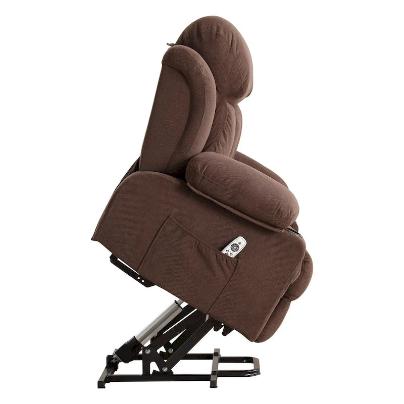 Grey Electric Power Lift Recliner Chair with Heating, Massage, USB Port, and Side Pockets, Equipped with Remote Control