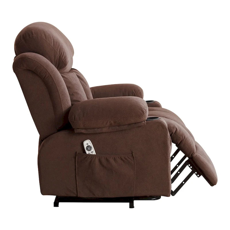 Grey Electric Power Lift Recliner Chair with Heating, Massage, USB Port, and Side Pockets, Equipped with Remote Control