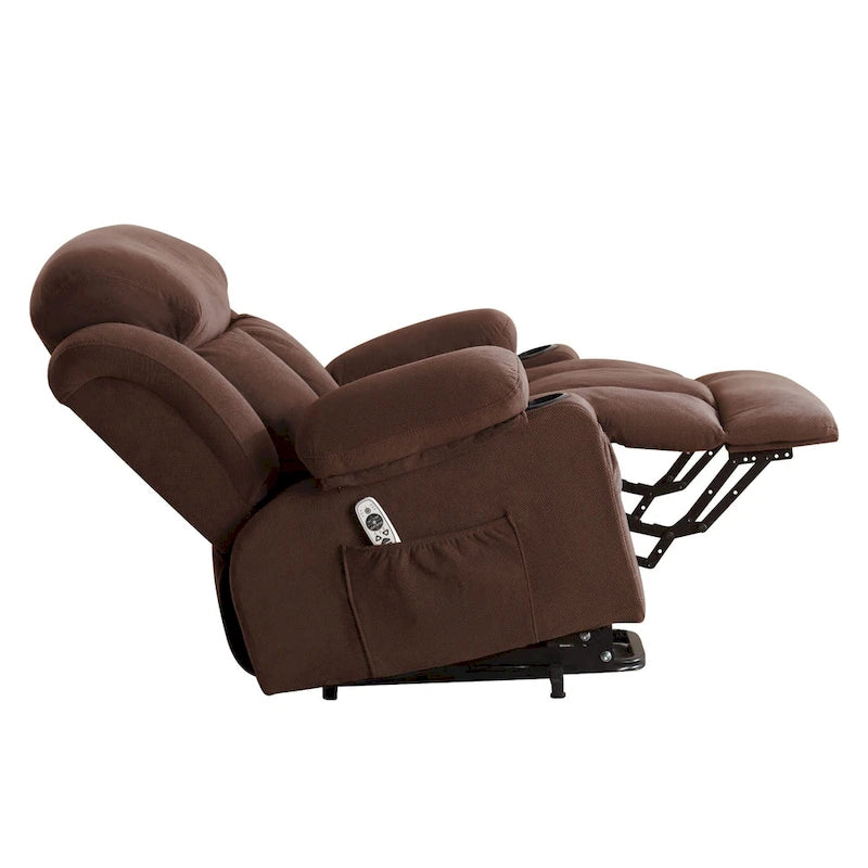 Grey Electric Power Lift Recliner Chair with Heating, Massage, USB Port, and Side Pockets, Equipped with Remote Control