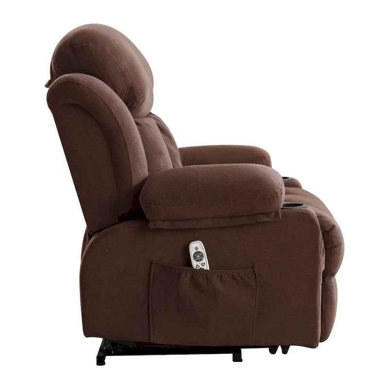 Grey Electric Power Lift Recliner Chair with Heating, Massage, USB Port, and Side Pockets, Equipped with Remote Control