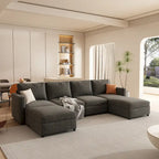Grey 123 U-Shaped 4-Seater Modular Sectional with Storage Ottomans, Easy to Assemble and Transport