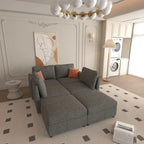 Grey 123 U-Shaped 4-Seater Modular Sectional with Storage Ottomans, Easy to Assemble and Transport