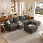 Grey 123 U-Shaped 4-Seater Modular Sectional with Storage Ottomans, Easy to Assemble and Transport