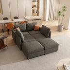 Grey 123 U-Shaped 4-Seater Modular Sectional with Storage Ottomans, Easy to Assemble and Transport