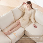 White 84 Modular Chenille 4-Seat Sectional Sofa Set with Removable Cushions and 2 Pillows, Perfect for Small Spaces