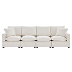 White 84 Modular Chenille 4-Seat Sectional Sofa Set with Removable Cushions and 2 Pillows, Perfect for Small Spaces