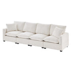 White 84 Modular Chenille 4-Seat Sectional Sofa Set with Removable Cushions and 2 Pillows, Perfect for Small Spaces