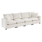 White 84 Modular Chenille 4-Seat Sectional Sofa Set with Removable Cushions and 2 Pillows, Perfect for Small Spaces
