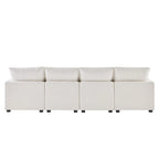 White 84 Modular Chenille 4-Seat Sectional Sofa Set with Removable Cushions and 2 Pillows, Perfect for Small Spaces