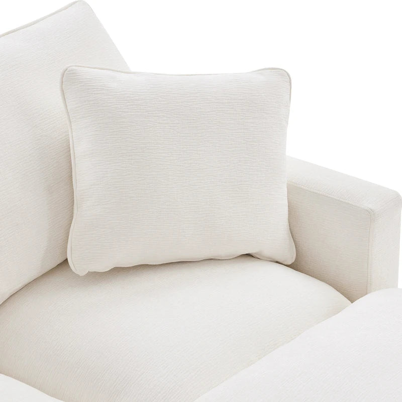 White 84 Modular Chenille 4-Seat Sectional Sofa Set with Removable Cushions and 2 Pillows, Perfect for Small Spaces