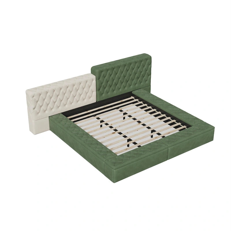 King Special-shaped Upholstered Platform Bed with Storage