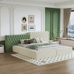 King Special-shaped Upholstered Platform Bed with Storage