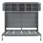 Gray Queen Size Multifunction Murphy Bed with Top Cabinets