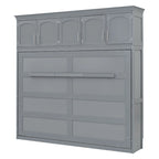 Gray Queen Size Multifunction Murphy Bed with Top Cabinets