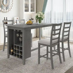 Ensemble de salle à manger 5 pièces rustique gris avec table hauteur comptoir, 4 chaises et rangement