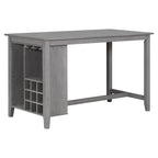 Ensemble de salle à manger 5 pièces rustique gris avec table hauteur comptoir, 4 chaises et rangement