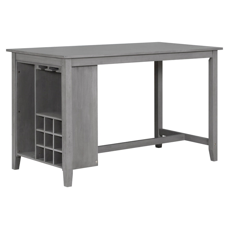 Ensemble de salle à manger 5 pièces rustique gris avec table hauteur comptoir, 4 chaises et rangement
