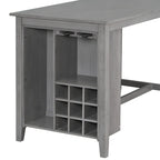 Ensemble de salle à manger 5 pièces rustique gris avec table hauteur comptoir, 4 chaises et rangement