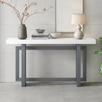 59.1 Table console moderne en bois massif avec piétement au design unique pour entrée ou salon