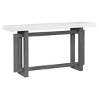 59.1 Table console moderne en bois massif avec piétement au design unique pour entrée ou salon
