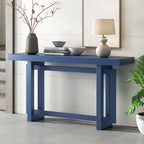 59.1 Table console moderne en bois massif avec piétement au design unique pour entrée ou salon