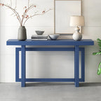 59.1 Table console moderne en bois massif avec piétement au design unique pour entrée ou salon