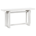 59.1 Table console moderne en bois massif avec piétement au design unique pour entrée ou salon