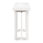 59.1 Table console moderne en bois massif avec piétement au design unique pour entrée ou salon