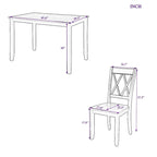 Black 5-Piece Wooden Dining Table Set with Rectangular Table & 4 Chairs