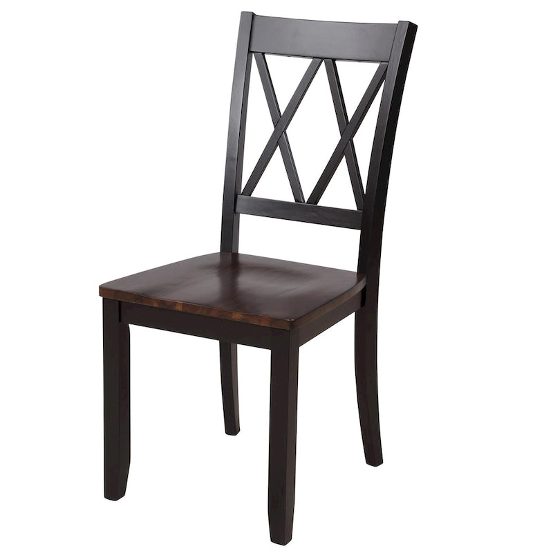Black 5-Piece Wooden Dining Table Set with Rectangular Table & 4 Chairs