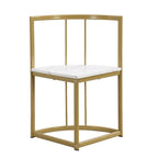 Golden+White 7-Piece Metal Frame Dining Table Set with Half-Round Table & 6 Chairs