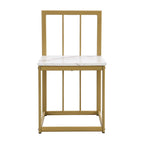 Golden+White 7-Piece Metal Frame Dining Table Set with Half-Round Table & 6 Chairs