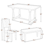 Espresso Retro 6-Piece Wooden Dining Table Set with Rectangular Table & 4 Chairs