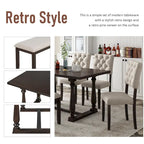 Espresso Retro 6-Piece Wooden Dining Table Set with Rectangular Table & 4 Chairs